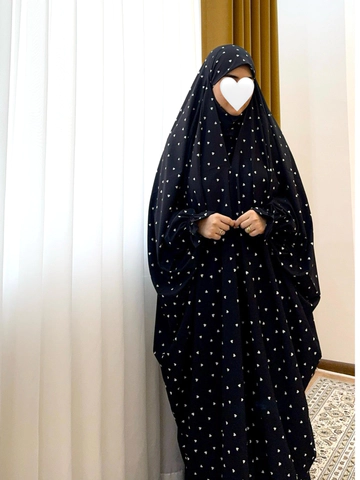 چادر مجلسی میزبان طرح مشکی قلبی