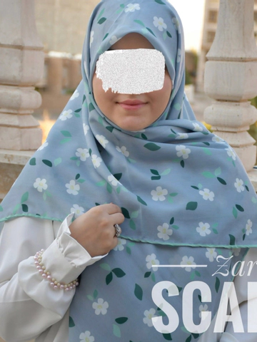 روسری طوسی گل سفید