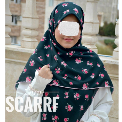 روسری یشمی گلی