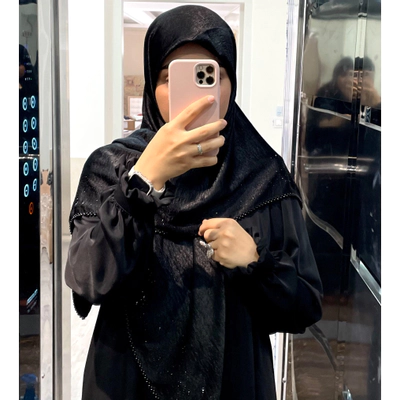 روسری مزونی مشکی مروارید مشکی