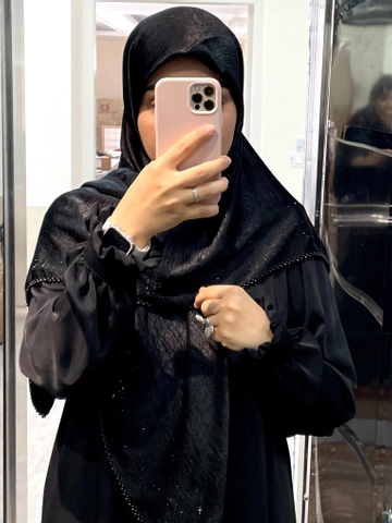 روسری مزونی مشکی مروارید مشکی