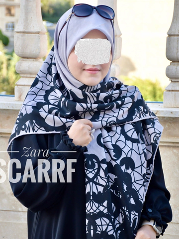 روسری طوسی گیپور مشکی